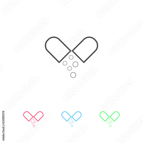 Capsule drug icon flat.