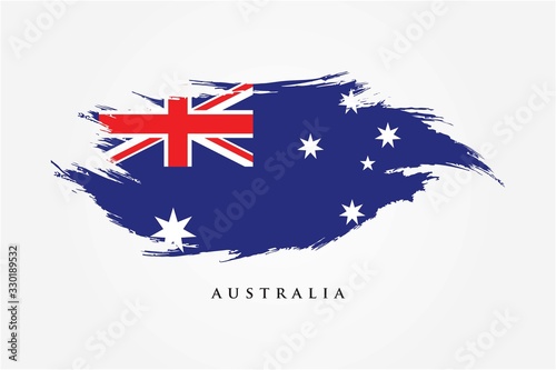Flag of Australia, brush stroke background, vector icon Illustration