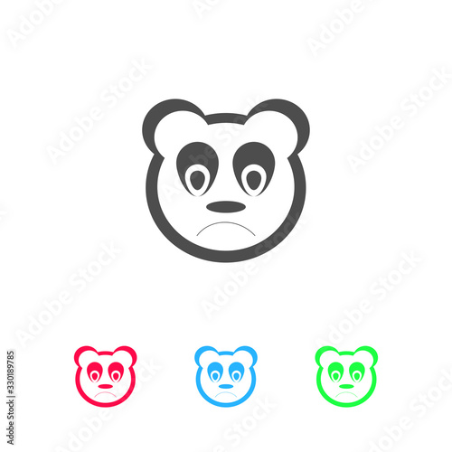 Sad panda icon flat.