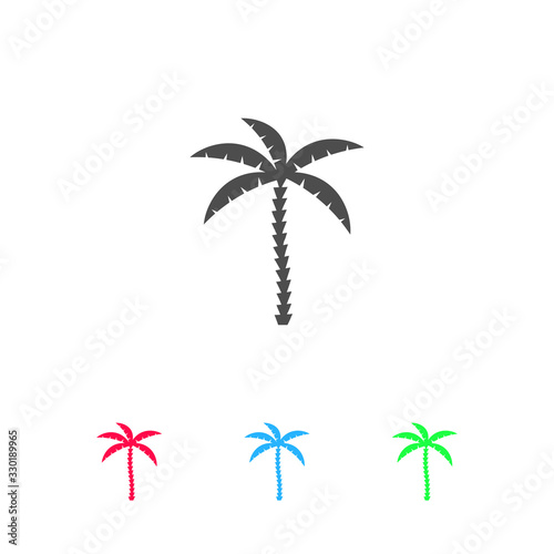 Coconut palm tree icon flat.