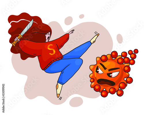 the fight against the virus , a person struggling with the epidemic, victory over the world's epidemic