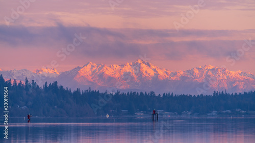 Sunrise Over Olympic Mountain Range
