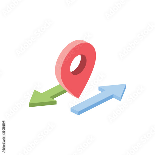 Map arrows. Vector 3d isometric, color web icon, new flat style. Creative illustration design, graphic idea for infographics.