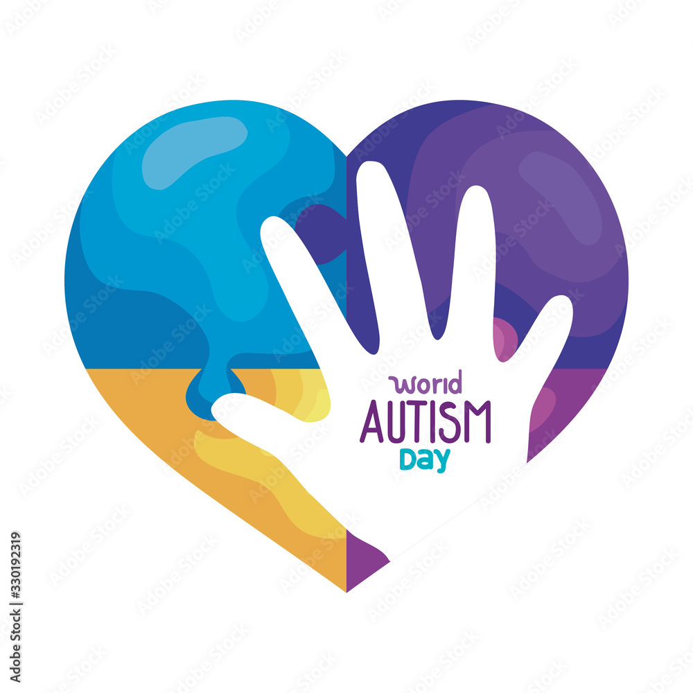 world autism day with heart and hand vector illustration design world autism day with heart and hand vector illustration design