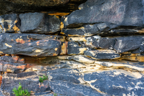 Rock formation with different colours in the Saxon Switzerland