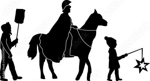 Carneval Procession Child Horse Silhouette Vector