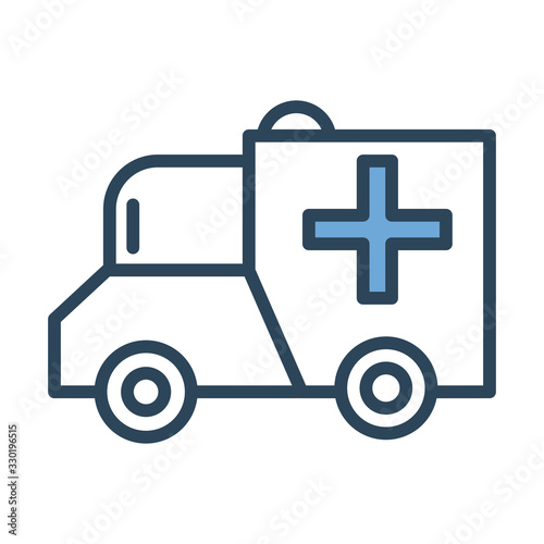 ambulance car vehicle half line and color style icon