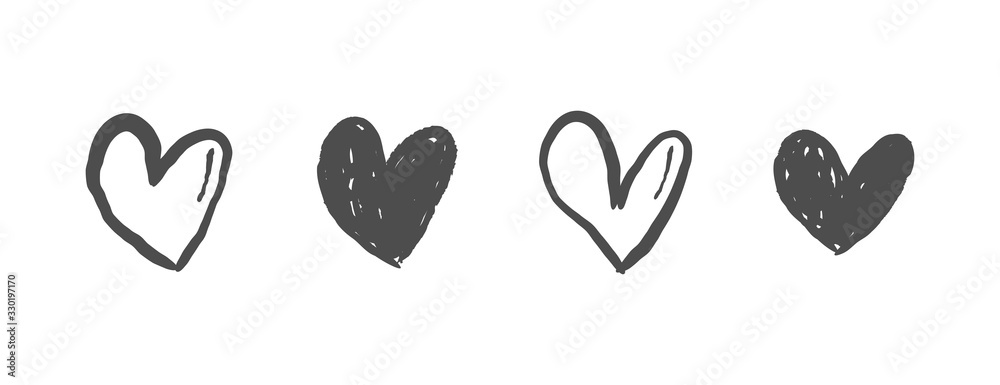 Hand drawn hearts. Heart doodle illustrations. Romance and love sketchy drawings. Hand drawn hearts. Heart doodle illustrations. Romance and love sketchy drawings.