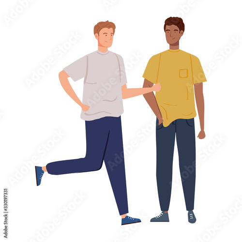 group of young men avatar characters vector illustration design