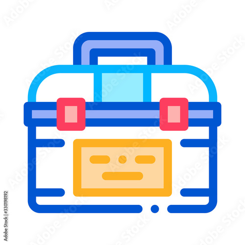 Toolbox Case Icon Vector. Outline Toolbox Case Sign. Isolated Contour Symbol Illustration