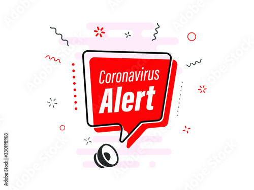 Quick Tips badge with Loudspeaker. Illustrations concept coronavirus COVID-19. Virus wuhan from China. Alert on Pandemia. 