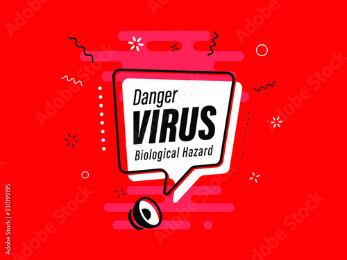Quick Tips badge with Loudspeaker. Illustrations concept coronavirus COVID-19. Virus wuhan from China. Alert on Pandemia. 