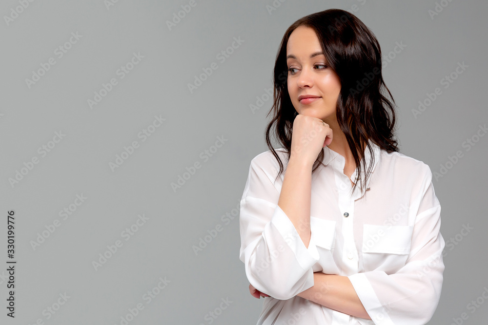 Sassy and successful good-looking accomlished female lifestyle blogger combed holding fists under chin and looking confident at camera with daring cheeky smirk Sassy and successful good-looking accomlished female lifestyle blogger combed holding fists under chin and looking confident at camera with daring cheeky smirk