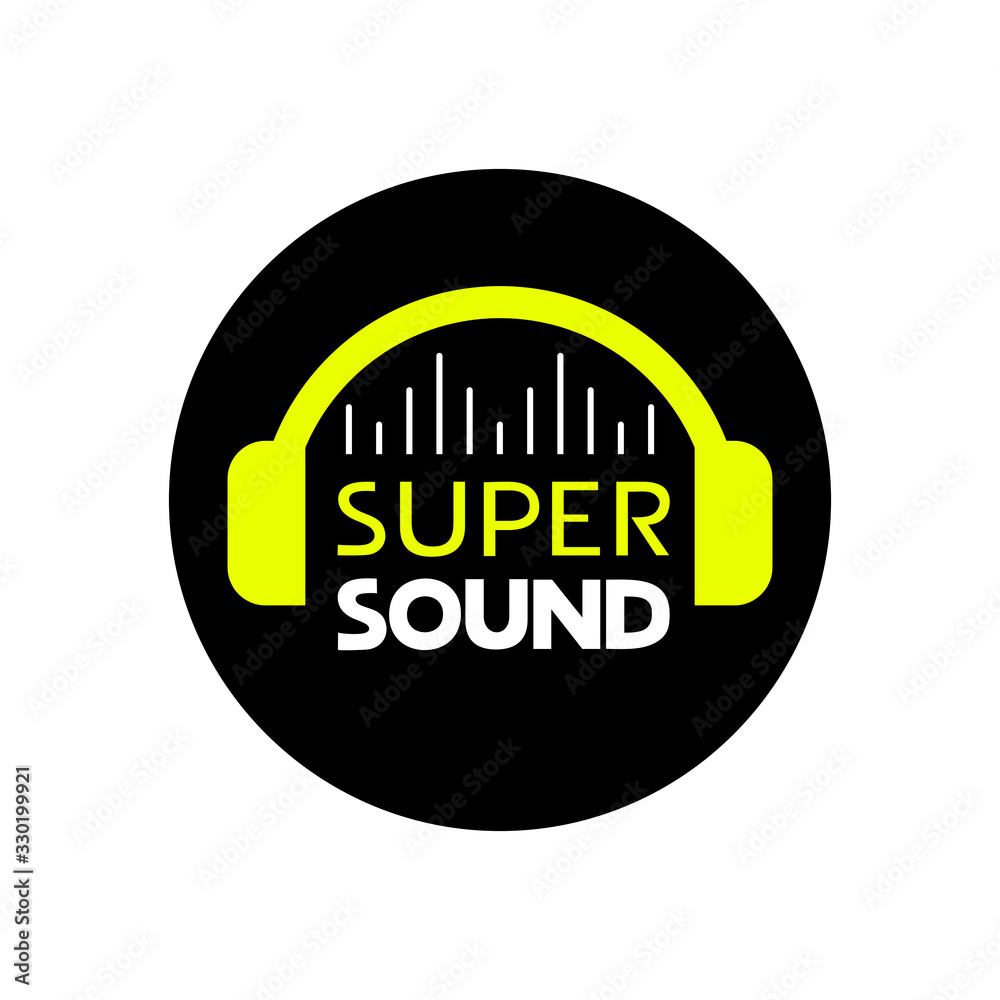 Fototapeta premium Design of headphones and super sound message
