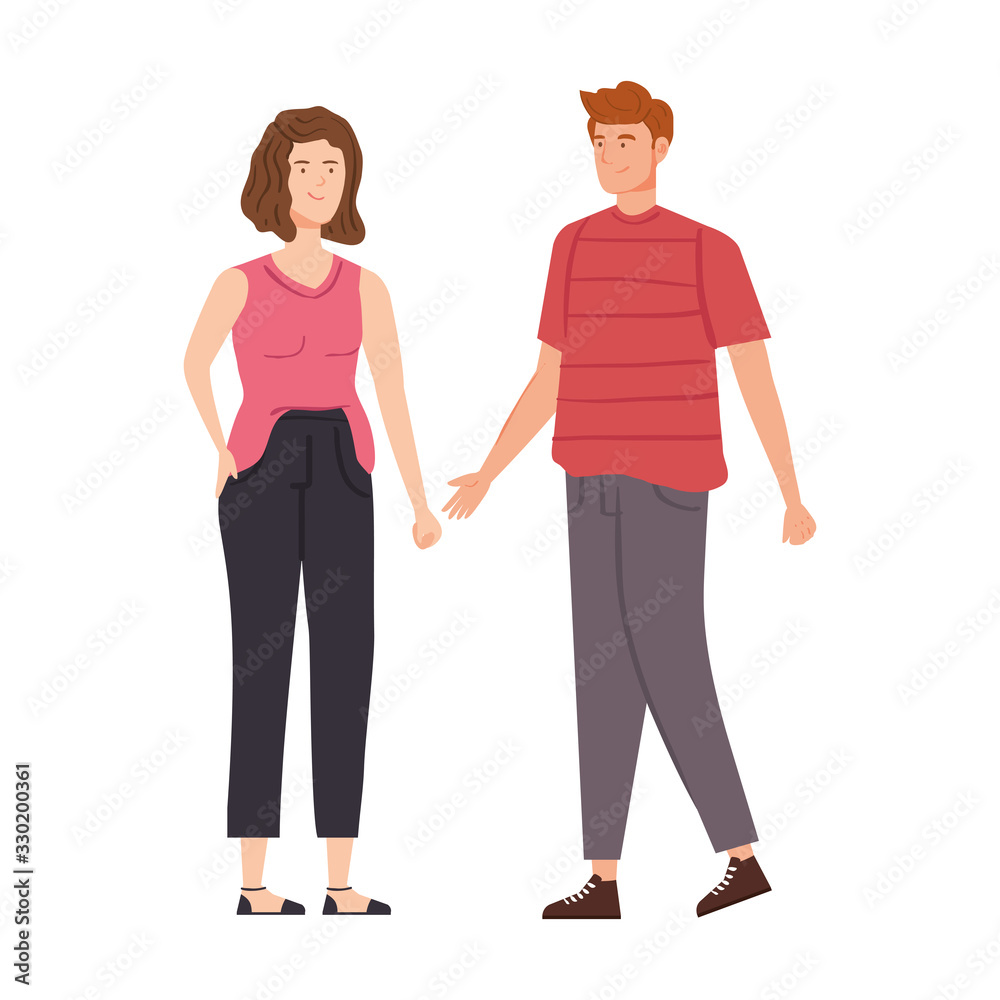 young couple avatar character icon vector illustration design young couple avatar character icon vector illustration design