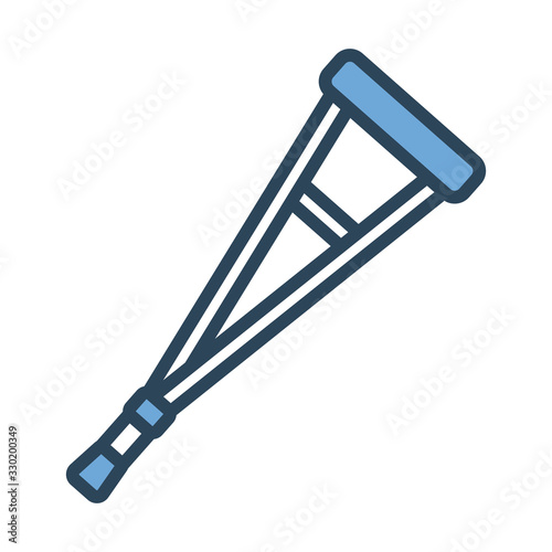 crutches medical tool half line and color style icon