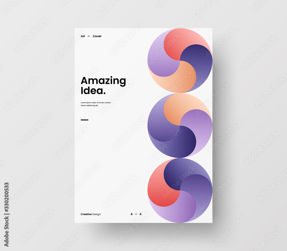 Fototapeta premium Amazing business presentation vector A4 vertical orientation front page mock up. Modern corporate report cover abstract geometric illustration design layout. Company identity brochure template.