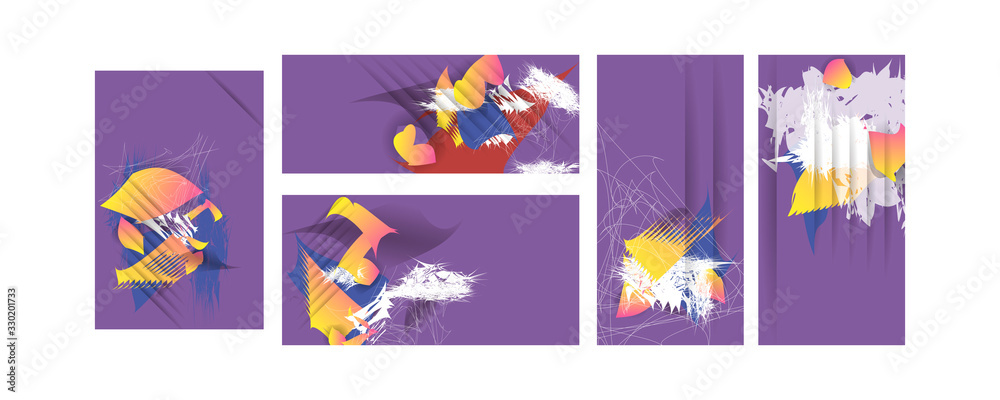 Naklejka premium Art set future geometric template bright colorful graphic design covers new colors