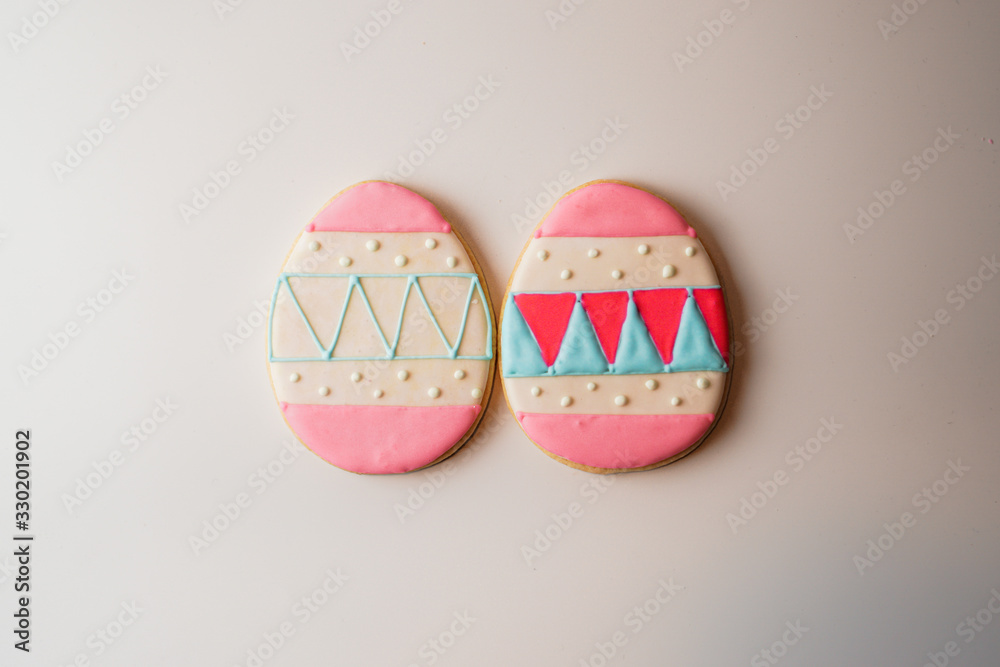 Sugar cookies in the shape of Easter eggs Sugar cookies in the shape of Easter eggs