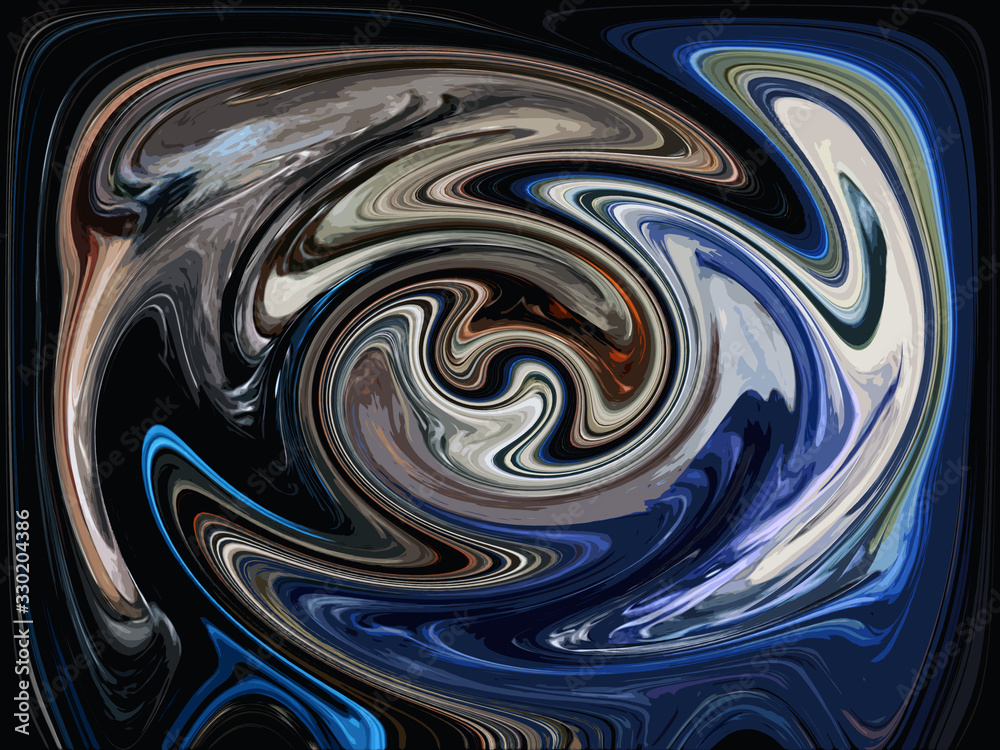 Abstract contrast round spinning rendered oil paint