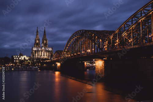 Cologne Cathedral and Hohenzollern Bridge at Night