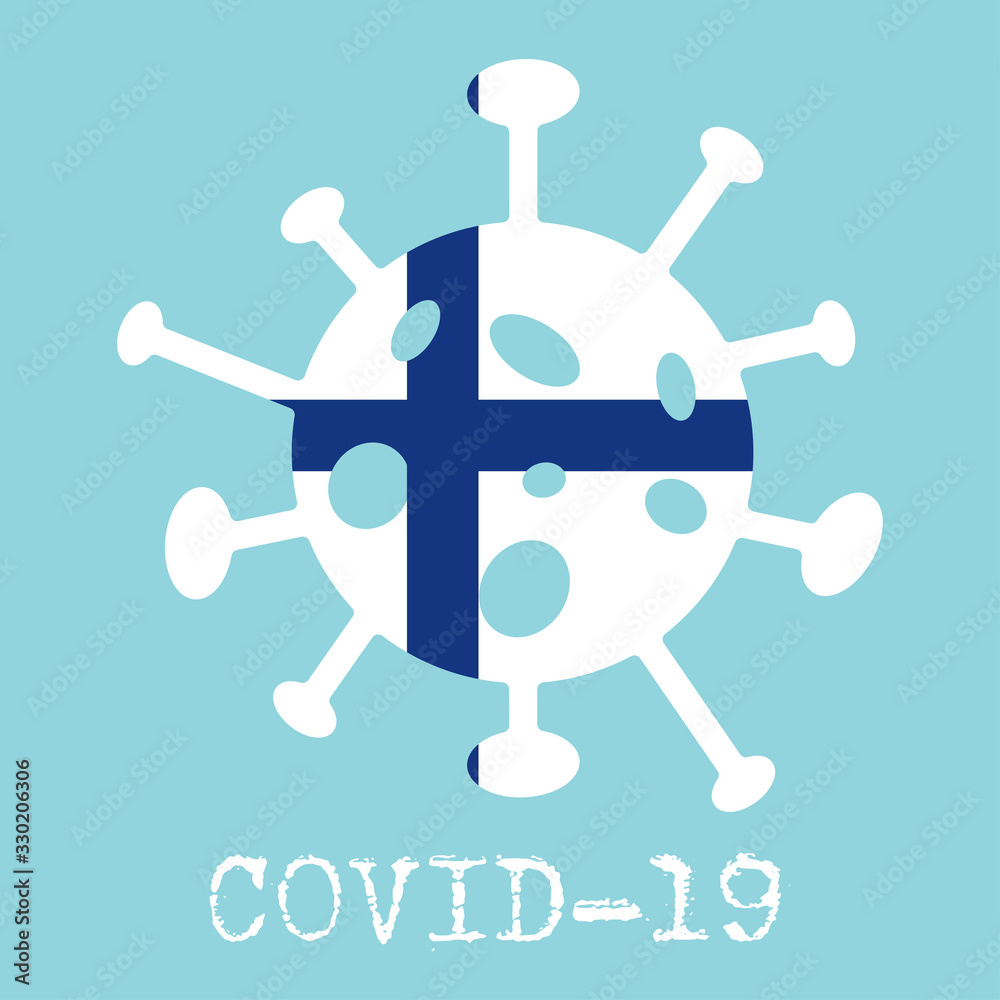 coronavirus covid-19 outbreak in finland country flag with warning sign bacteria vectors illustration in flat design coronavirus covid-19 outbreak in finland country flag with warning sign bacteria vectors illustration in flat design