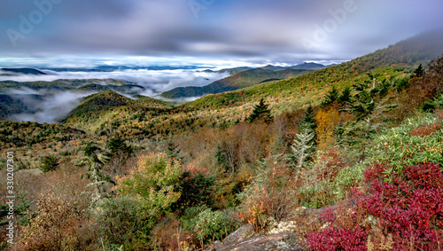 Billede på lærred morning sunrise ove blue ridge parkway mountains