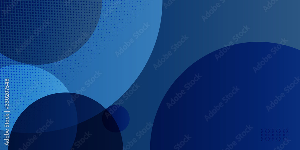 Abstract geometric blue and dark navy color background with circle ...