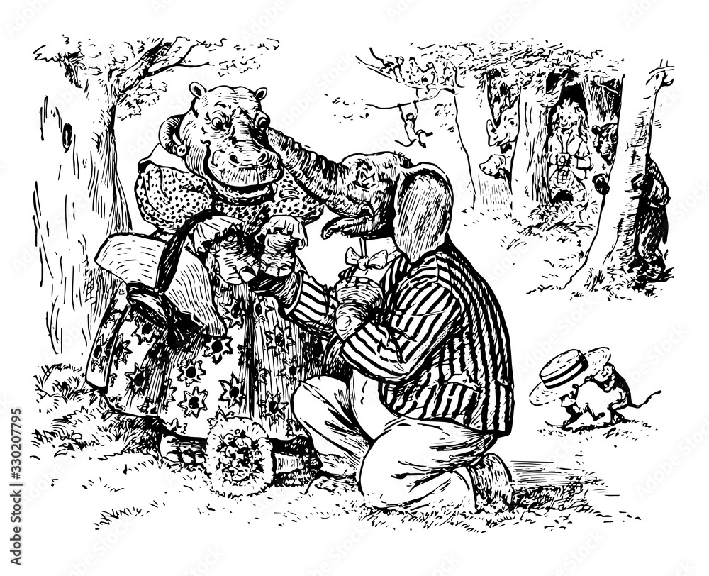 Obraz The Animal's Picnic, vintage illustration