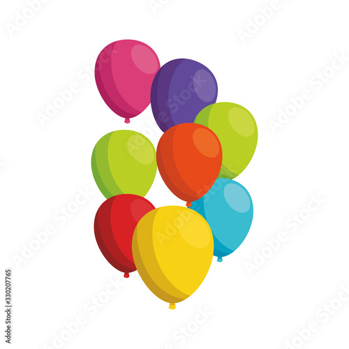set of balloons helium decoration vector illustration design