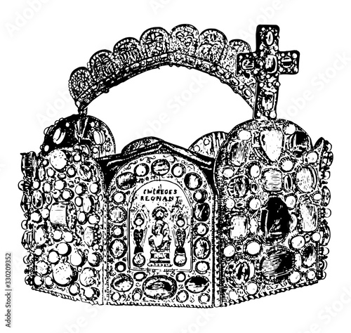 German Crown, vintage engraving.