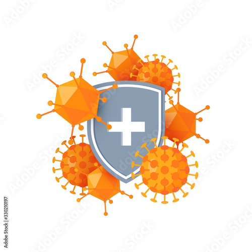 Immune system icon in flat style, vector