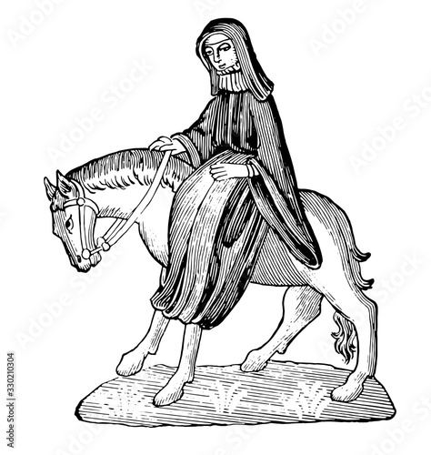 The Second Nun from Chaucer's Canterbury Tales, vintage illustration