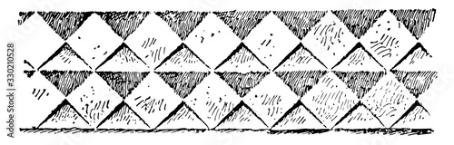 Reticulated Molding, horizontal molding,  vintage engraving.