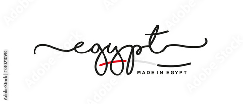 Made in Egypt handwritten calligraphic lettering logo sticker flag ribbon banner