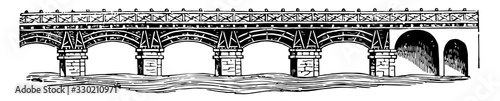 Pons Trajan, the arch known to them only to a limited extent, vintage engraving.