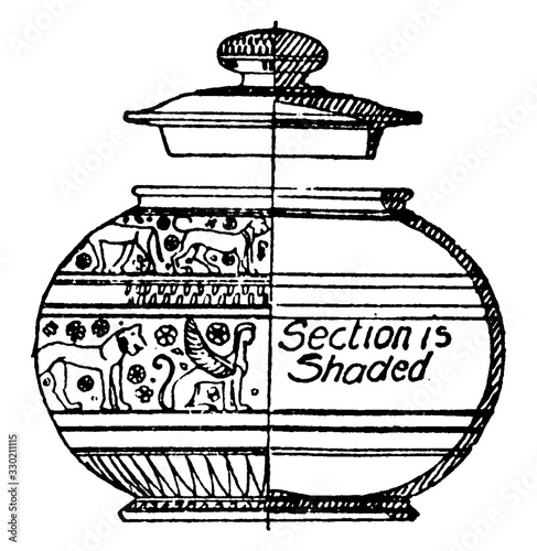 Greek Vase is a large part of the lovely archaeological record of Ancient Greece, vintage engraving.