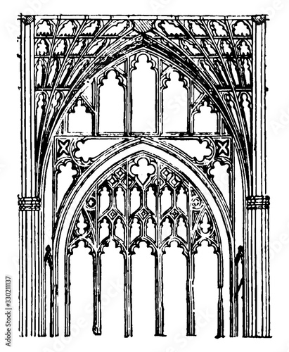 Tracery, increasing the amount of light,  vintage engraving.