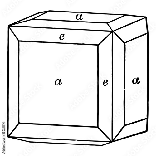 Cube and tetrahexahedron, vintage illustration. photo