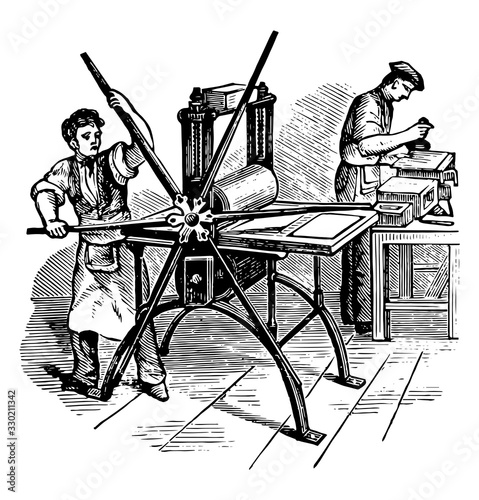 Copper Plate Printing, vintage illustration.