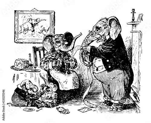 The Animal's Picnic, vintage illustration