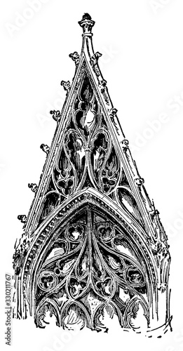 Tracery, size of lancets,  vintage engraving.