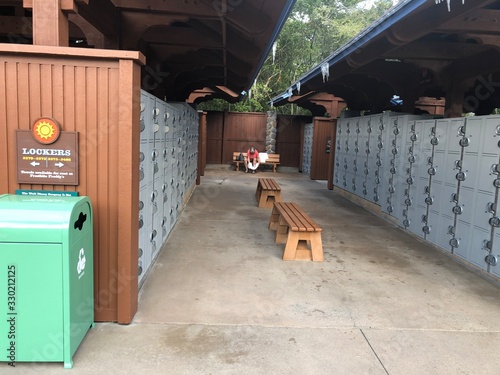 empty lockers at water park 