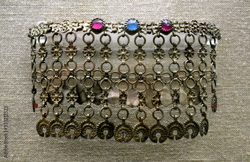 Title: old antique Greek necklace on black background - 19th cenuary