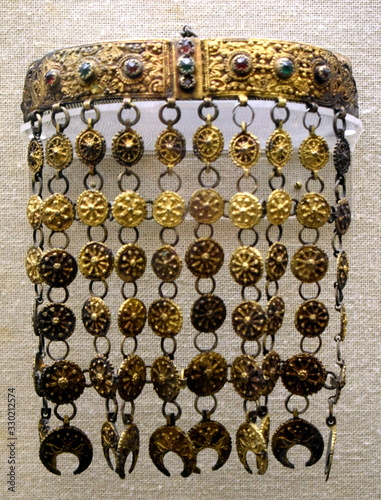 Title: old antique Greek necklace on black background - 19th cenuary