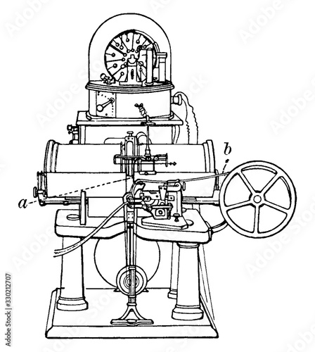 Siphon Recorder, vintage illustration.
