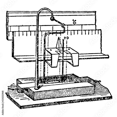 Slider of Kelvin Ampere Balance, vintage illustration.