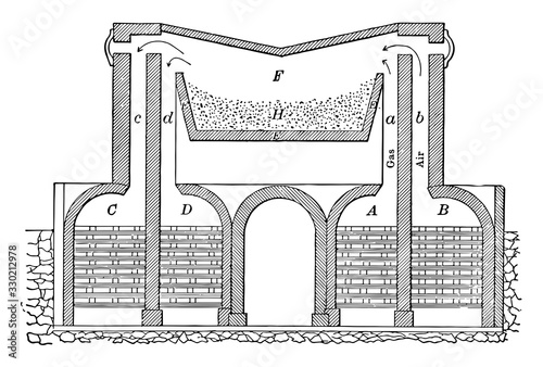 Open Hearth Furnace, vintage illustration