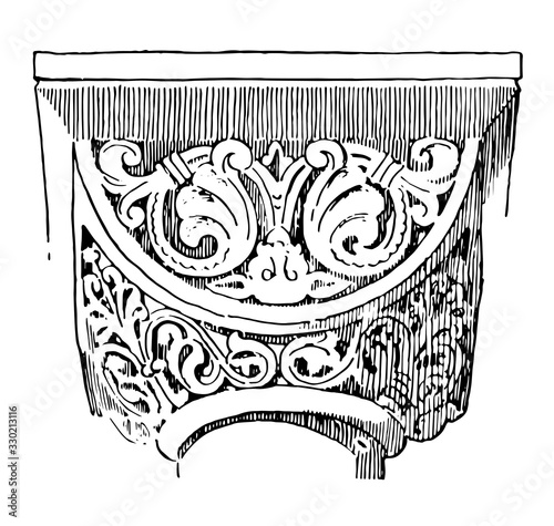 Capital, Ionic,  vintage engraving.