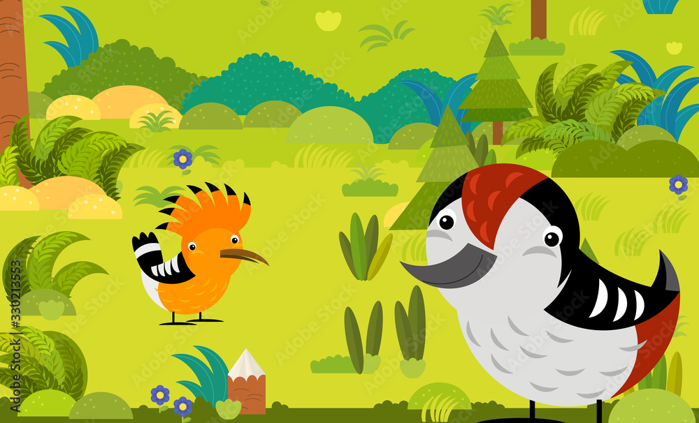 Fototapeta premium cartoon scene with different european animals in the forest illustration
